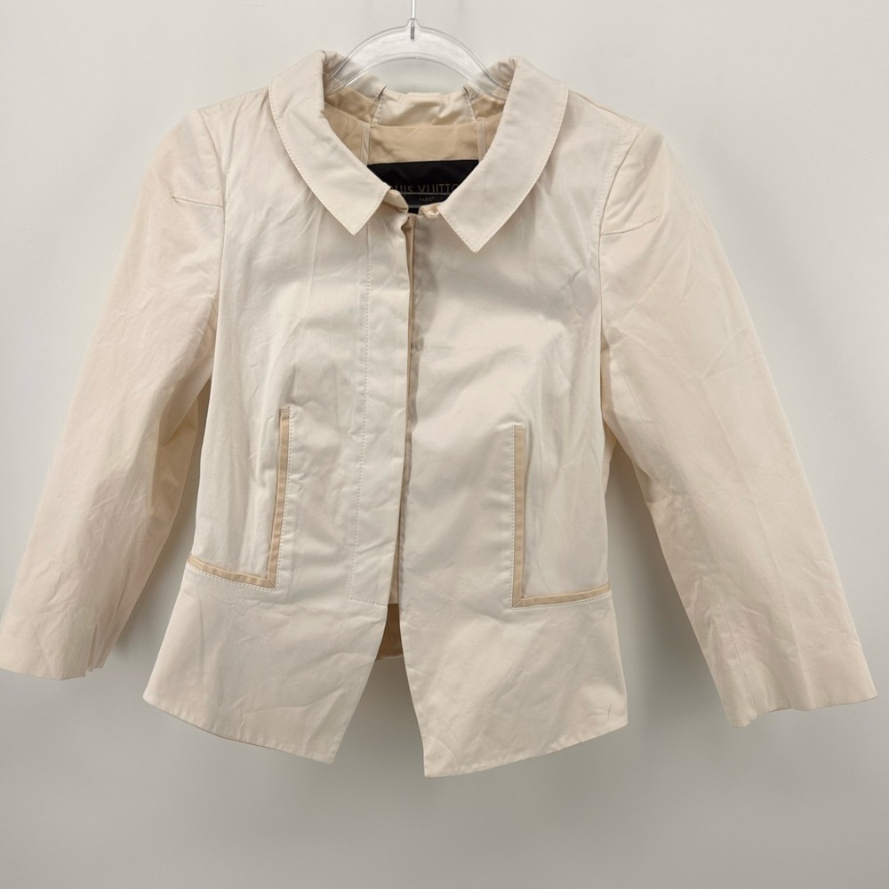 Louis Vuitton Jacket Ladies Cotton Crop Size 36 US 4 Off White Beige